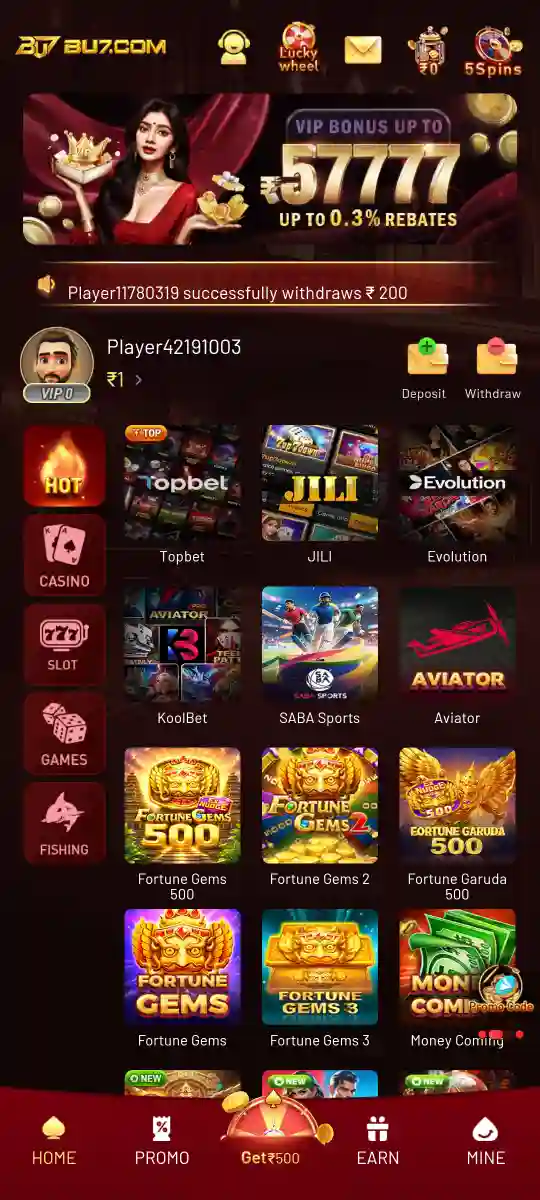 BU7 Game account and mobile navigation