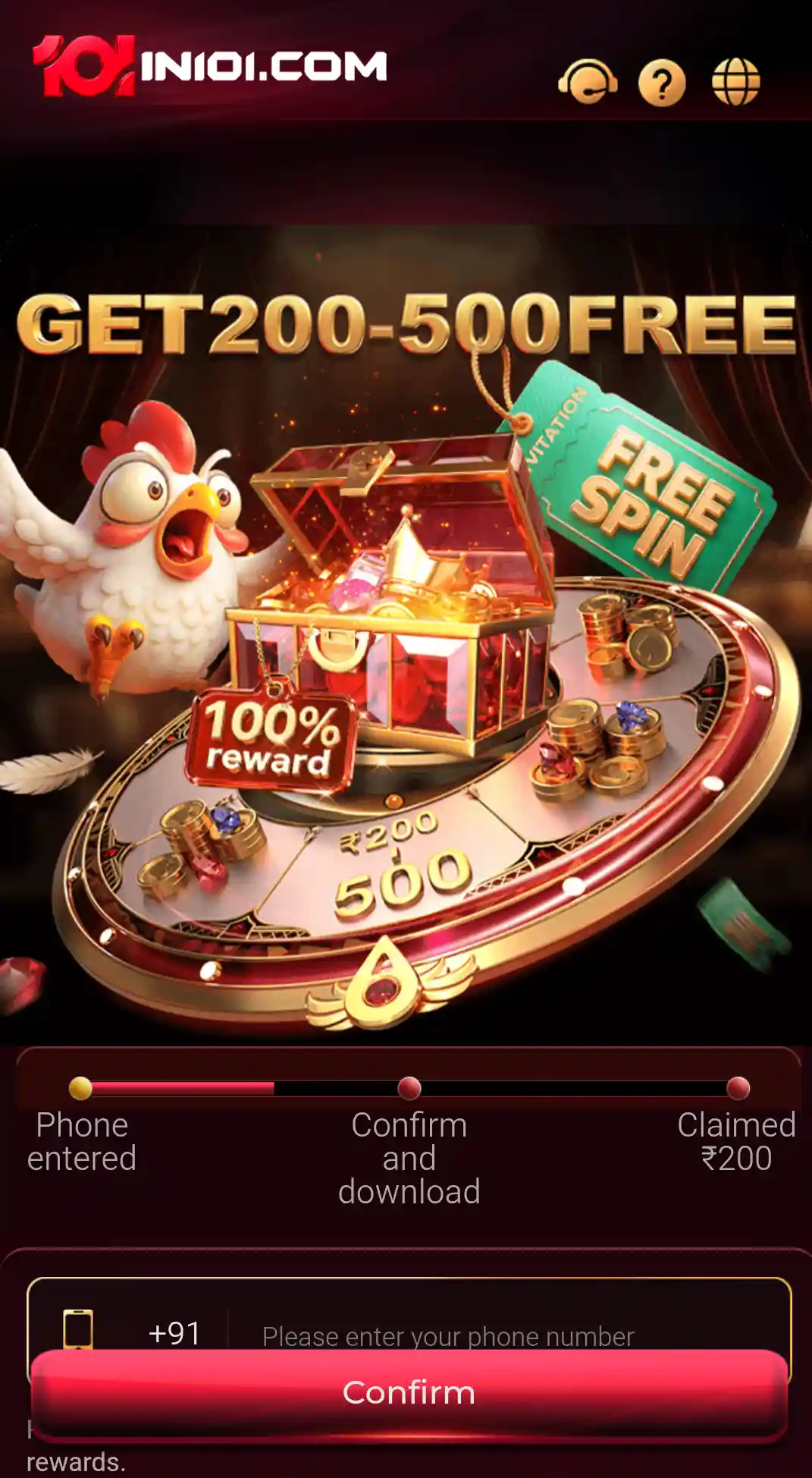IN101 Game Android app interface