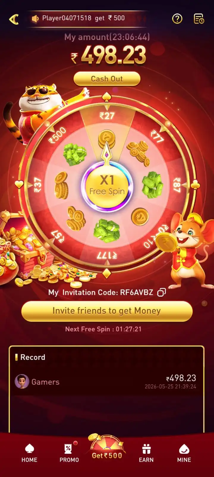 365in Game play and win bonus and rewards